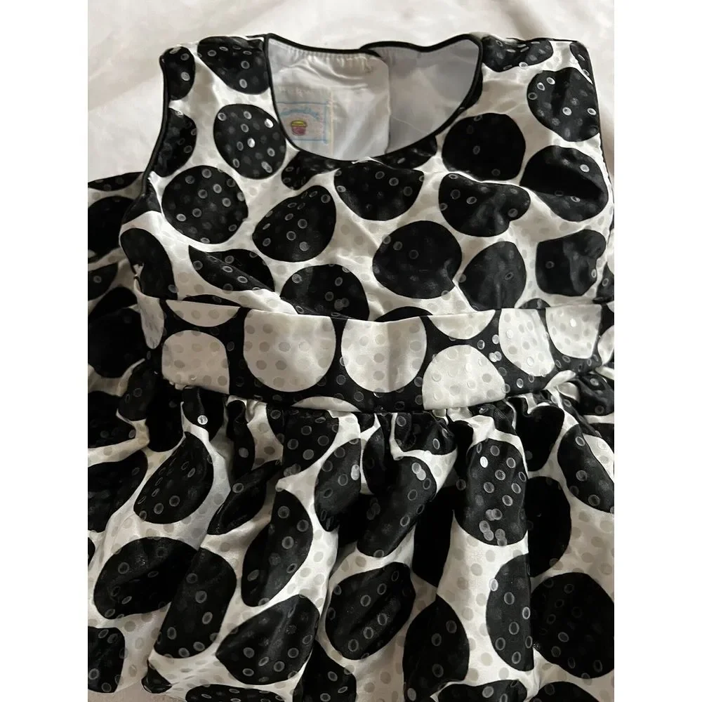 Marmellata Black And‎ White Polka Dot Party Dress Size 3 (36 Month)